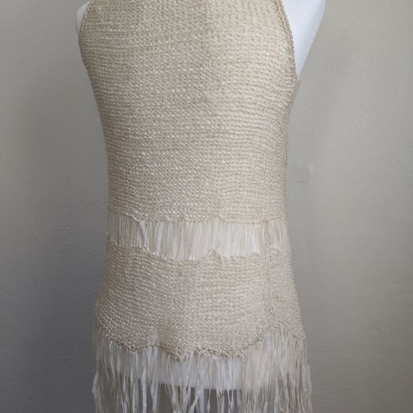Absolutely Boho Fringe Cream Tunic Vest - Picture 6 of 8